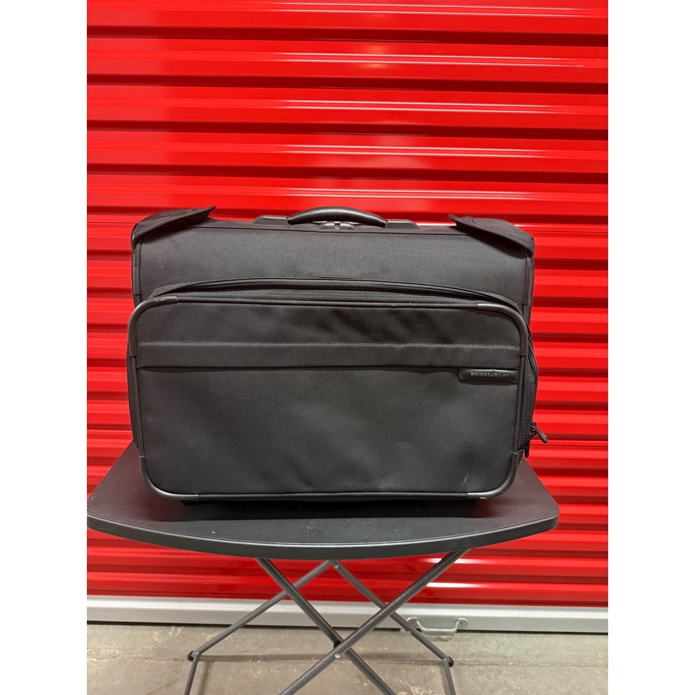 Briggs & Riley Rolling Garment Bag Black Ballistic Nylon Wheeled CarryOn Luggage